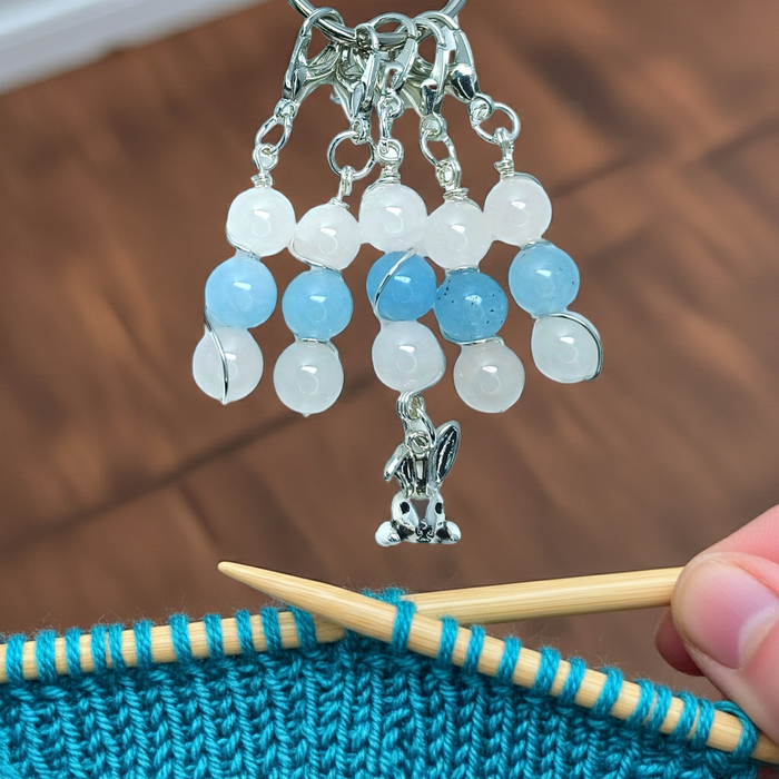 Bunny Charm - White and Blue Quartz