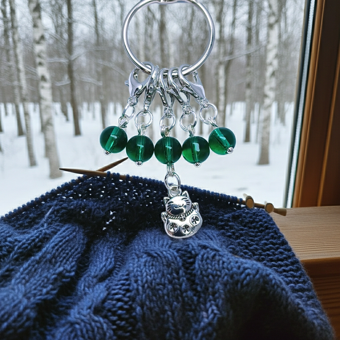 Lucky Cat Charm - Green