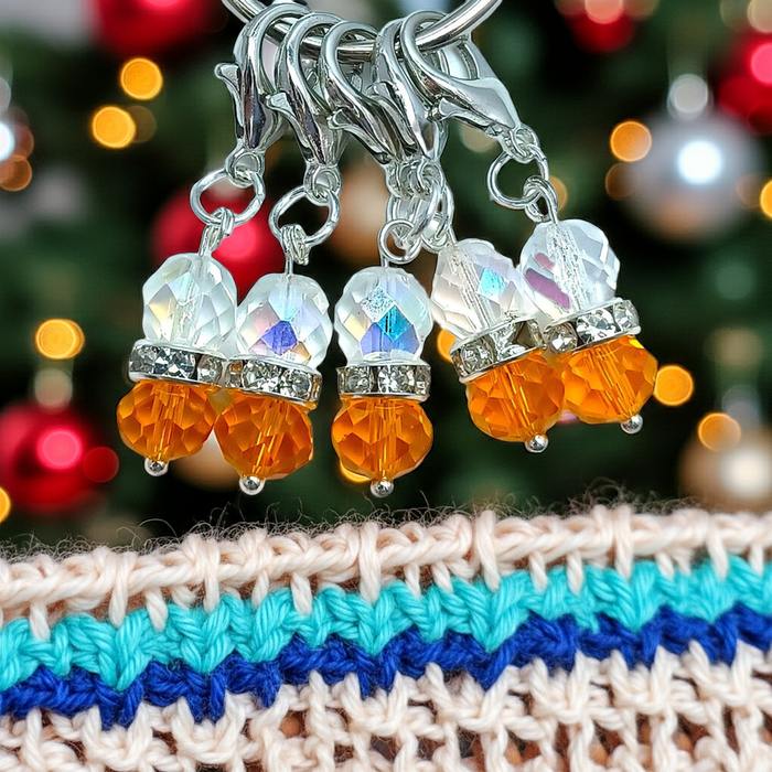 Crystal Duos Stitch Markers - Gold