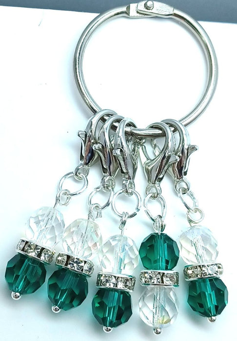 Crystal Duos Stitch Markers - Green