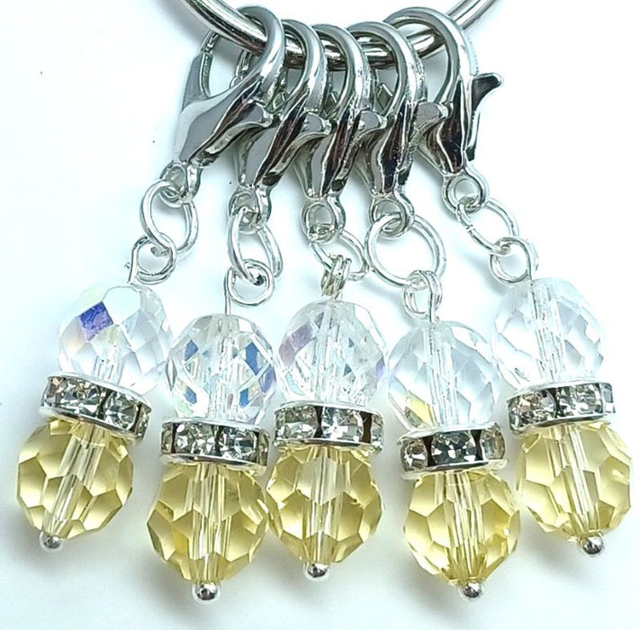 Crystal Duos Stitch Markers - Yellow