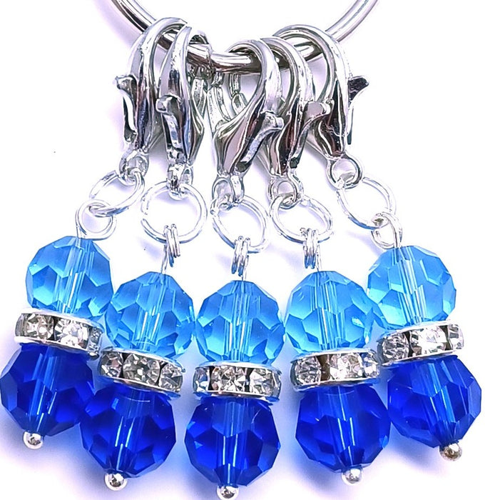 Crystal Duos Stitch Markers - Blue