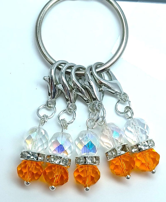 Crystal Duos Stitch Markers - Gold