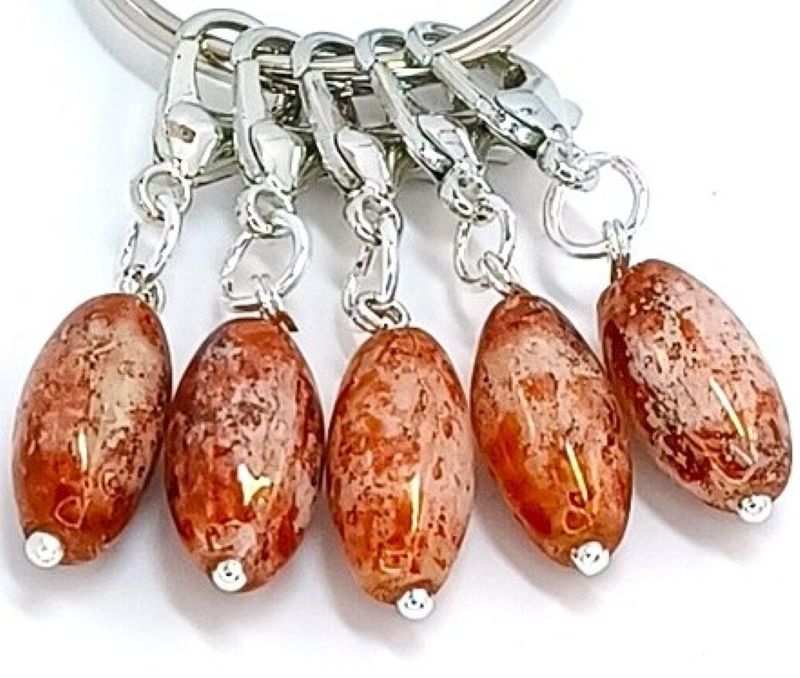 Marble Stitch Markers - Dark Rust