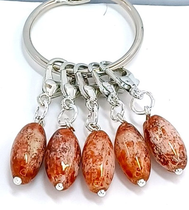 Marble Stitch Markers - Dark Rust