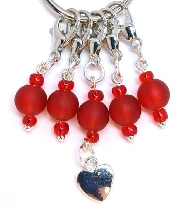 Heart Charm - Frosted Red