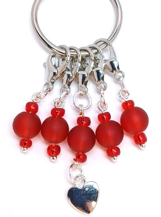 Heart Charm - Frosted Red