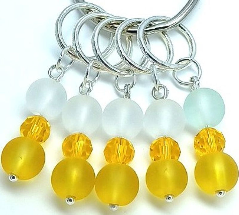 Frosty Stitch Markers - White & Yellow