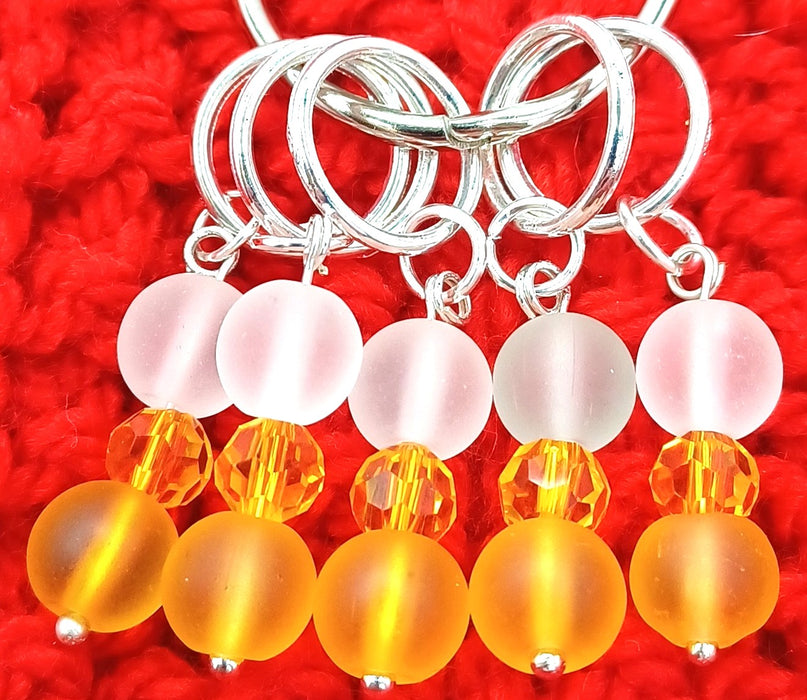 Frosty Stitch Markers - White & Yellow