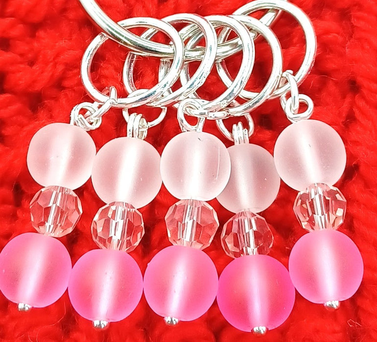 Frosty Stitch Markers - White & Pink