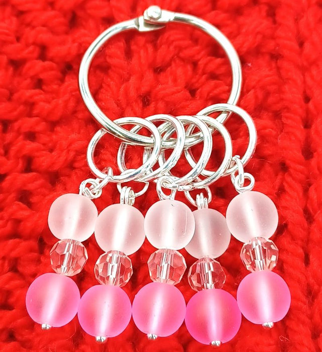 Frosty Stitch Markers - White & Pink