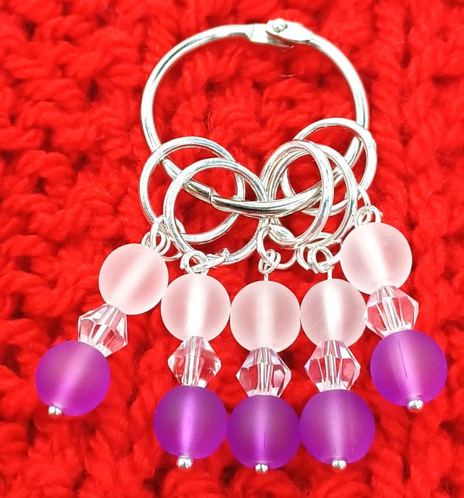 Frosty Stitch Markers - White & Purple