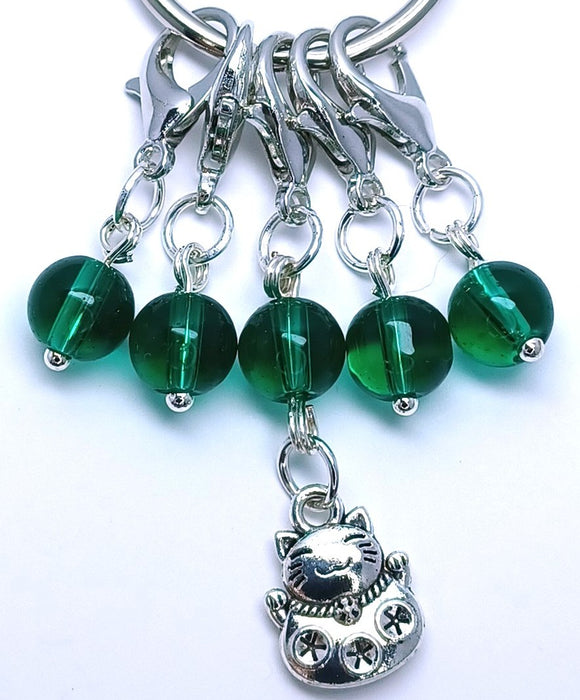Lucky Cat Charm - Green