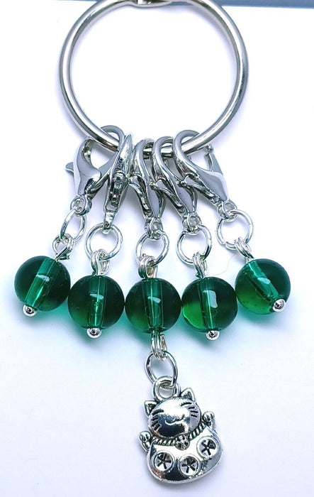 Lucky Cat Charm - Green