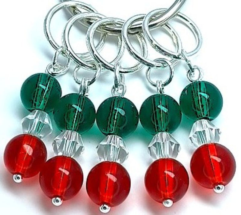 Holiday Dangle Stitch Markers - Red & Green