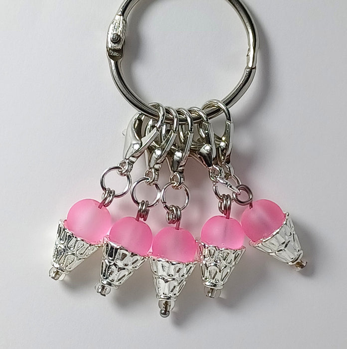 Strawberry Ice Cream Frosted Glass Stitch Markers