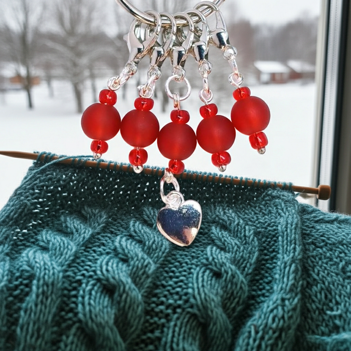 Heart Charm - Frosted Red