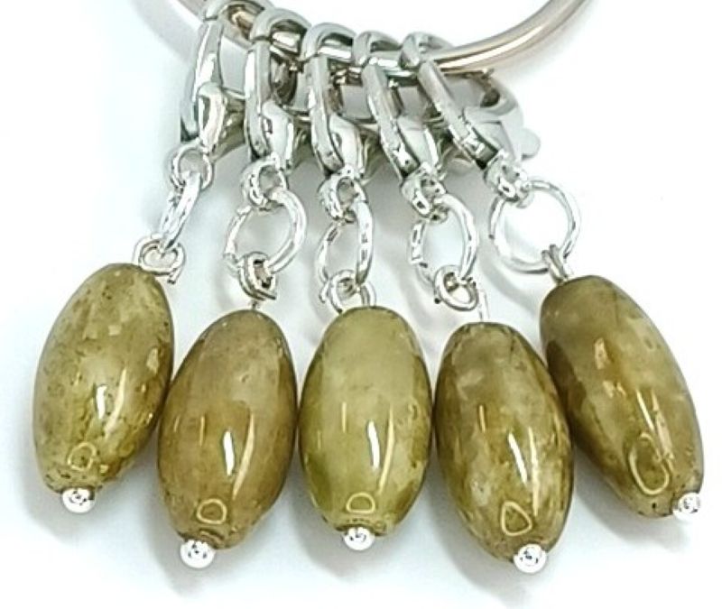 Marble Stitch Markers - Olive