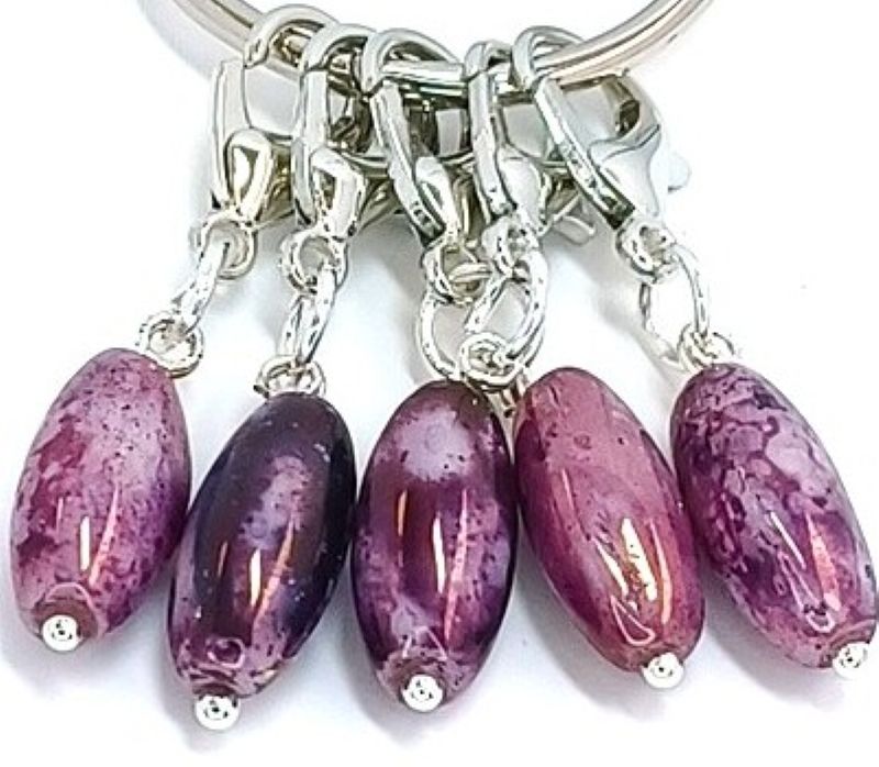 Marble Stitch Markers - Purple