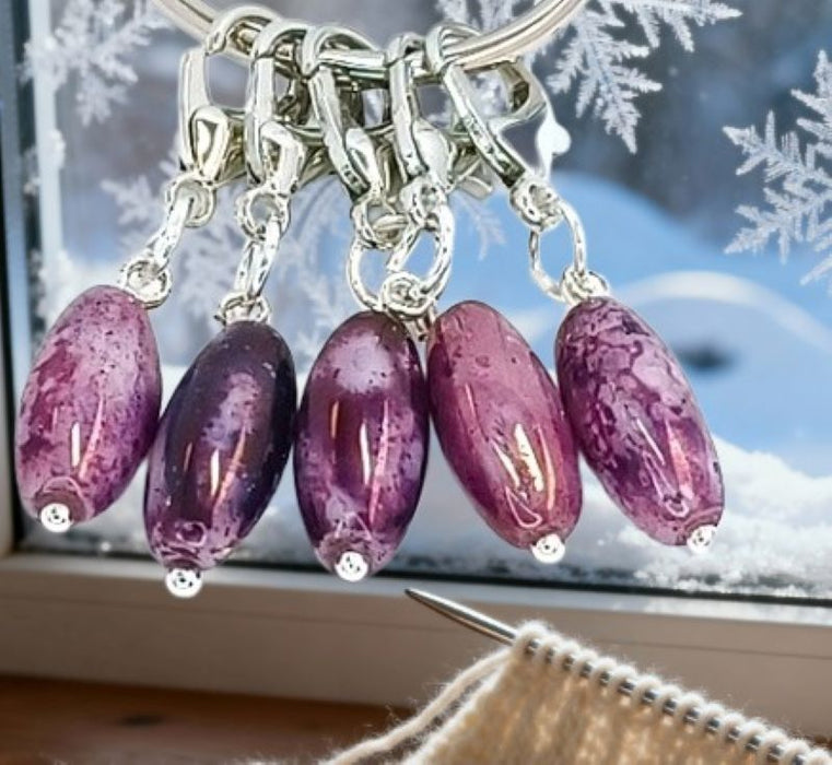 Marble Stitch Markers - Purple