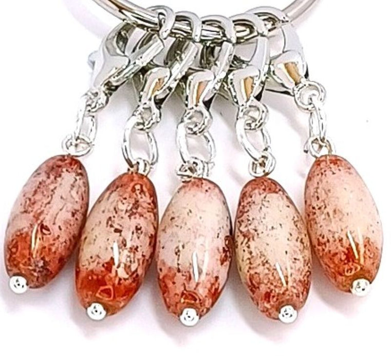 Marble Stitch Markers - Rust