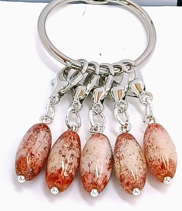 Marble Stitch Markers - Rust