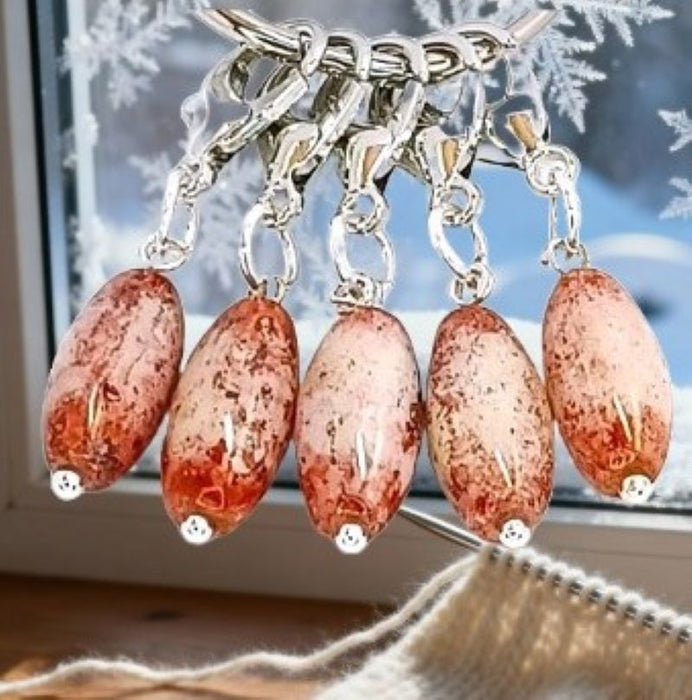 Marble Stitch Markers - Rust