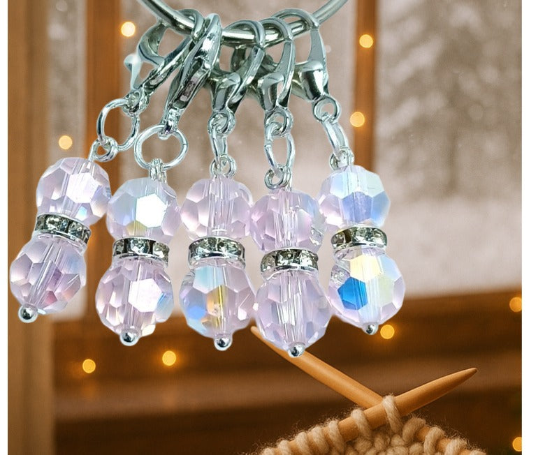 Crystal Duos Stitch Markers - Pink