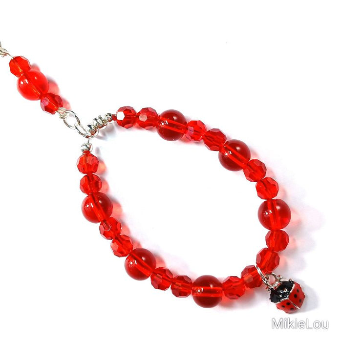 MikieLou Bag Charm Suncatcher - Red Glass with Ladybug