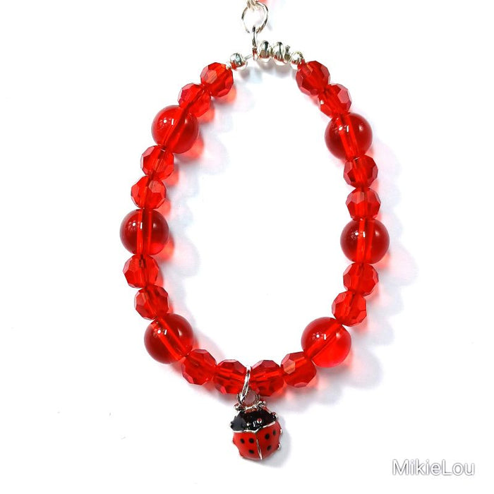 MikieLou Bag Charm Suncatcher - Red Glass with Ladybug