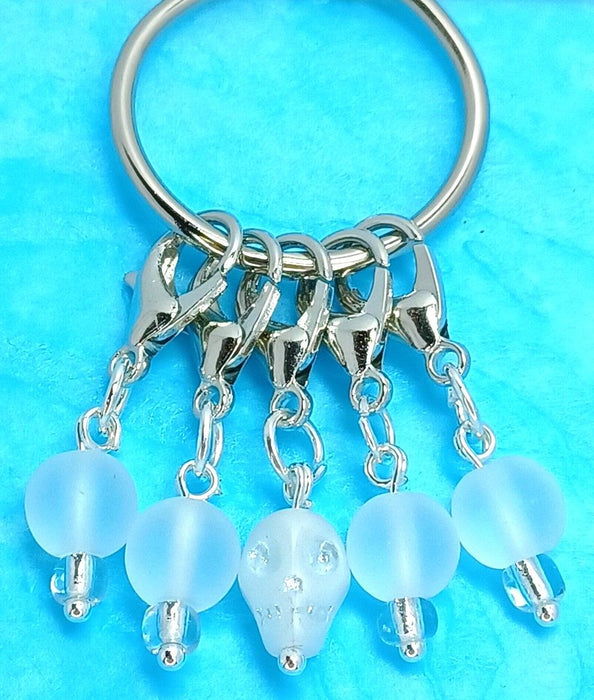 Charm - Glass Skull Frosted White