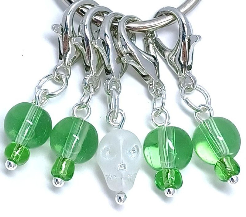 Charm - Glass Skull Sage Green