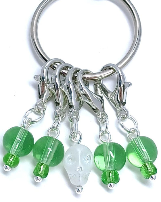Charm - Glass Skull Sage Green