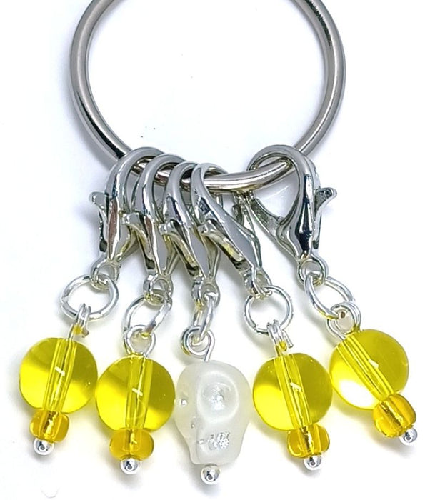Charm - Glass Skull Yellow