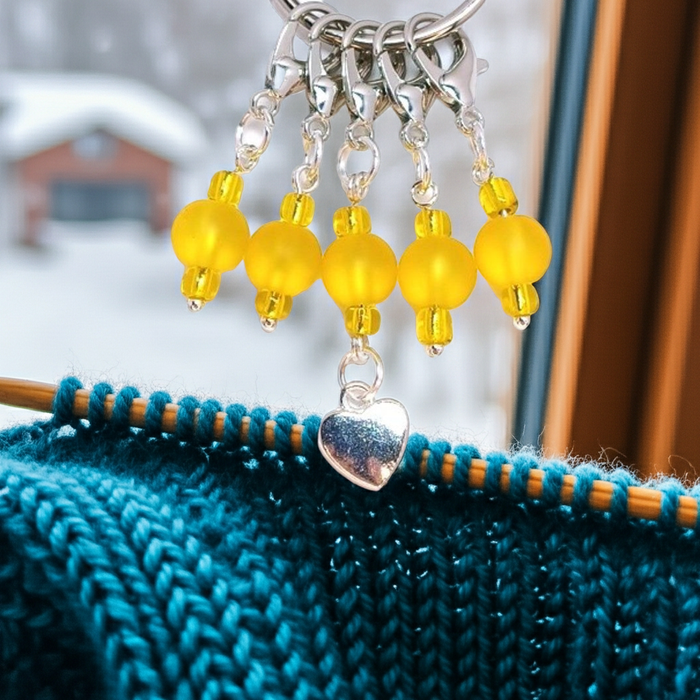 Heart Charm - Frosted Yellow